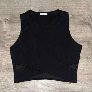 ZARA CROSSOVER BOTTOM CROP BLACK TANK TOP S